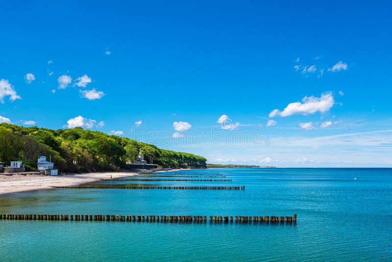Groynes on the Baltic Sea Coast in Heiligendamm, Germany Stock Photo