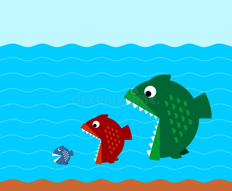 Große Fische essen kleine Fischillustration lizenzfreie abbildung Große Fische essen kleine Fischillustration lizenzfreie abbildung