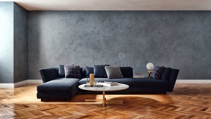 Große moderne helle Innenraum Wohnzimmerluxusillustration 3D vektor abbildung