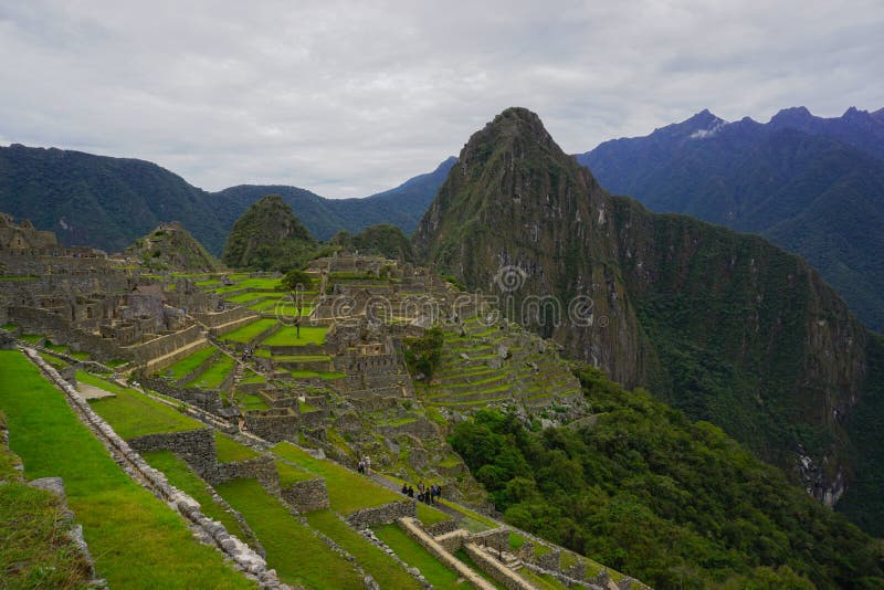 Große Panoramasicht auf Machu Picchu, Cusco Peru stockfotografie Große Panoramasicht auf Machu Picchu, Cusco Peru stockfotografie