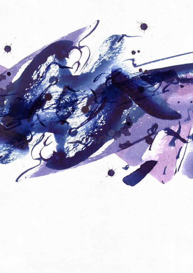 Großer abstrakter Aquarellhintergrund Klare blaue und purpurrote freihändige Bürstenflecke, Punkte und Stellen auf körnigem weiße lizenzfreie abbildung Großer abstrakter Aquarellhintergrund Klare blaue und purpurrote freihändige Bürstenflecke, Punkte und Stellen auf körnigem weiße lizenzfreie abbildung