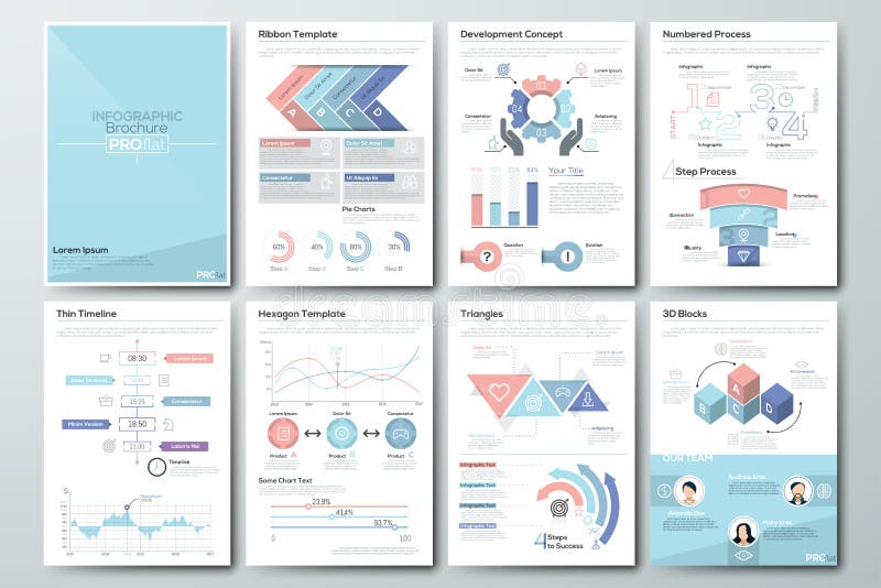 Großer Satz infographic Vektorelemente und Geschäftsbroschüren stock abbildung Großer Satz infographic Vektorelemente und Geschäftsbroschüren stock abbildung
