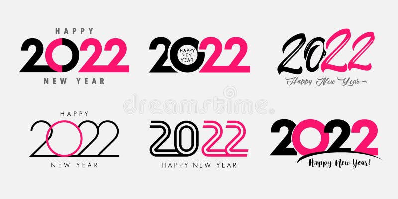 Großer Satz von farbigen Logos von 2022 Frohes Neues Jahr Gold lizenzfreie abbildung