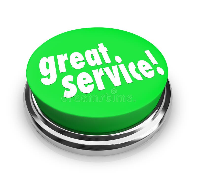 Great Service words on a round green button to illustrate a review, feedback, response or comment on the level of assistance, support or help received from a company or business representative. Great Service words on a round green button to illustrate a review, feedback, response or comment on the level of assistance, support or help received from a company or business representative