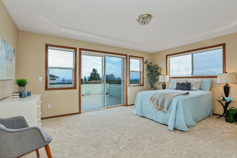 Hauptschlafzimmer Mit Kamin Und Fernsehen Stockfoto - Bild von wohnung