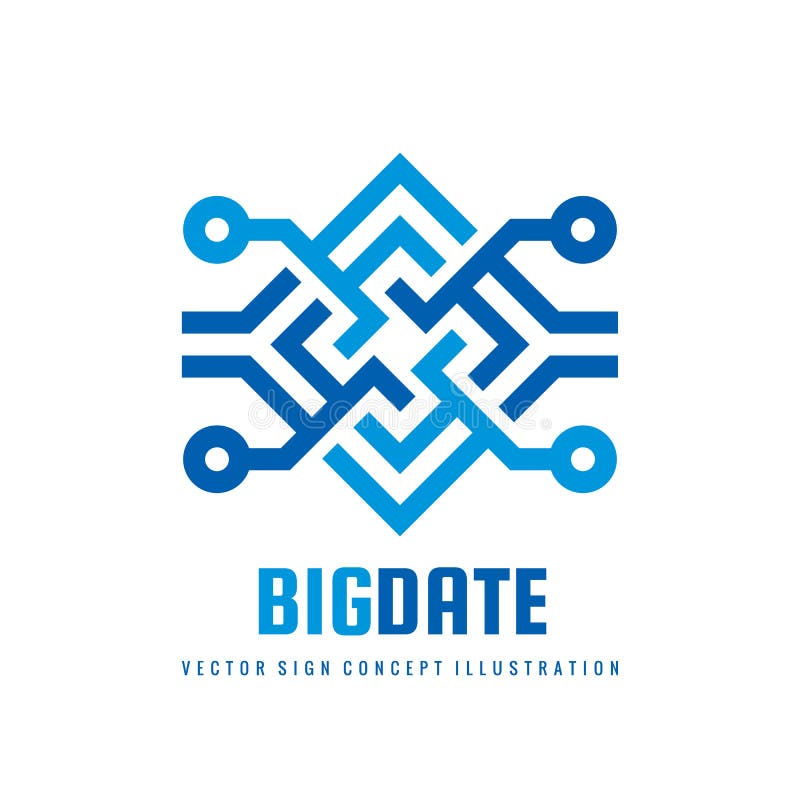 Großes Datum blockchain - Konzeptgeschäftslogoschablonen-Vektorillustration Kreatives Zeichen der zukünftigen Technologie Digital lizenzfreie abbildung