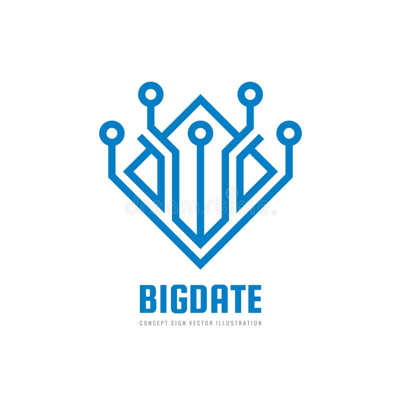 Großes Datum blockchain - Konzeptgeschäftslogoschablonen-Vektorillustration Kreatives Zeichen der zukünftigen Technologie Digital vektor abbildung