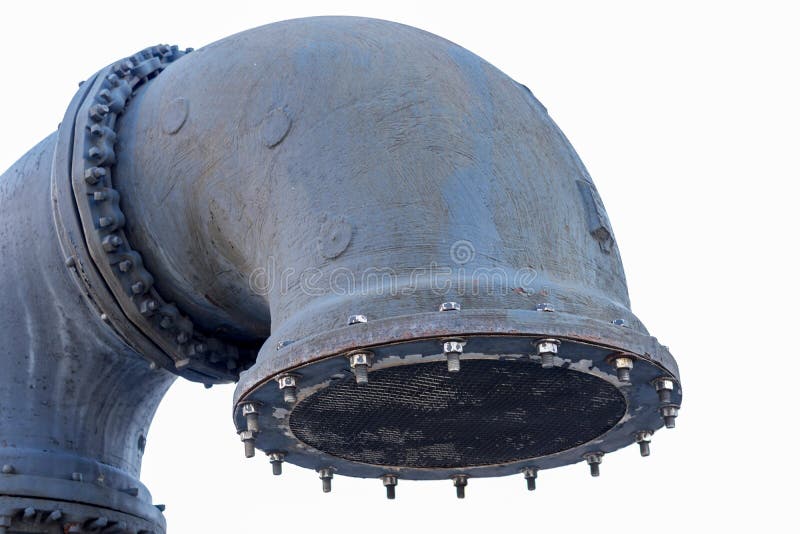 Großes graues Metallrohr, lokalisiert stockbild Großes graues Metallrohr, lokalisiert stockbild