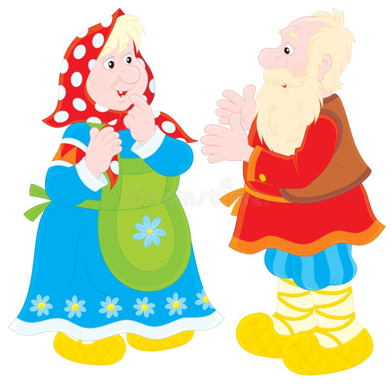 Old man and woman in traditional peasant clothes. Old man and woman in traditional peasant clothes