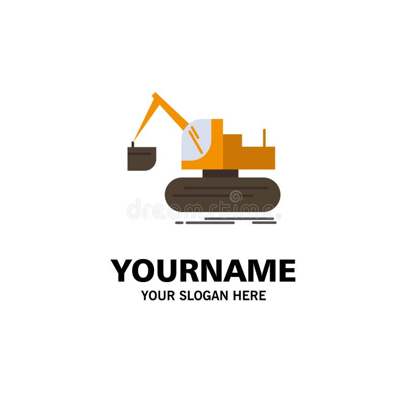 Gru, costruzione, ascensore, affare Logo Template del camion colore piano illustrazione di stock