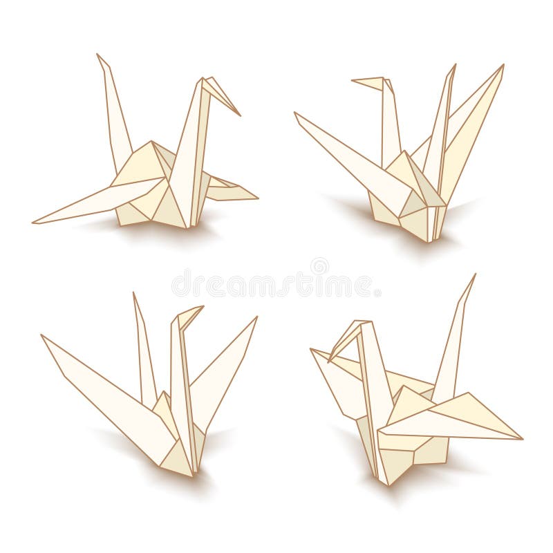 Gru di carta di origami isolate vettore illustrazione vettoriale Gru di carta di origami isolate vettore illustrazione vettoriale