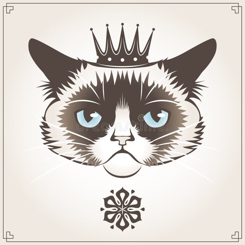 portrait of angry cat. cute grey cat face. vector illustration