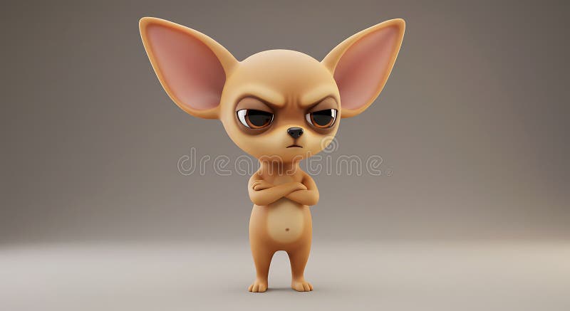 Grumpy Chihuahua : Un grazioso rendering 3D con le braccia incrociate illustrazione vettoriale
