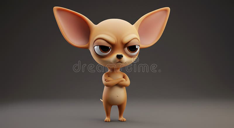 Grumpy Chihuahua : Un Pup di fumetti 3D illustrazione di stock