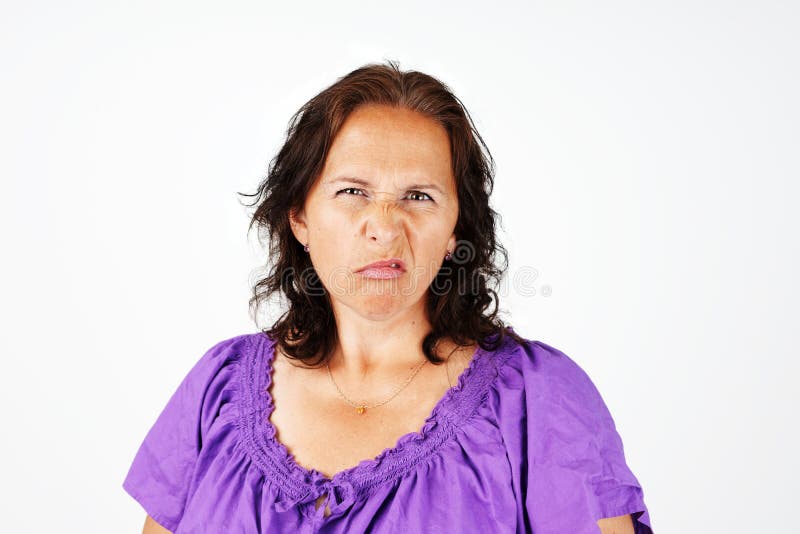 Woman Frowning Angry Middle Aged Stock Photos - Free & Royalty-Free ...