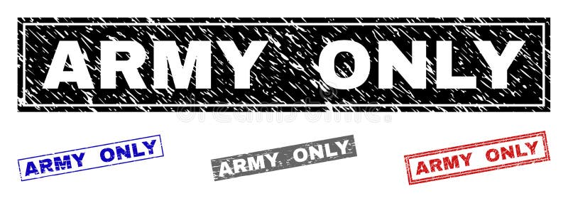 Grunge ARMY ONLY Scratched Rectangle Watermarks royalty free illustration