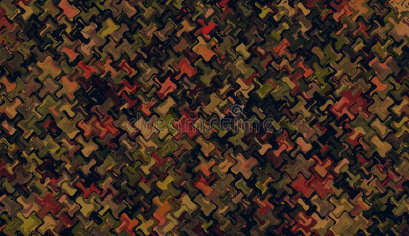 Grunge army wavy shapes pattern, autumn colors design royalty free illustration