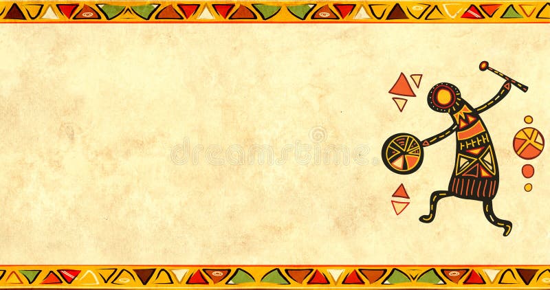 Grunge background with African traditional patterns stock photo
