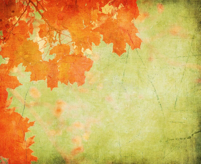 Grunge background with autumn leaves