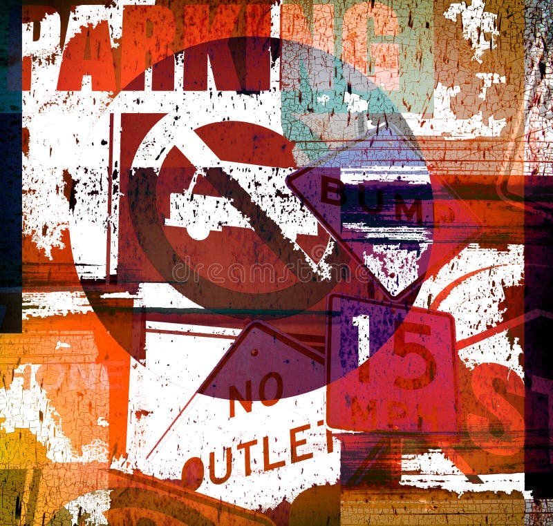 Grunge background with colorful traffic signs stock image Grunge background with colorful traffic signs stock image