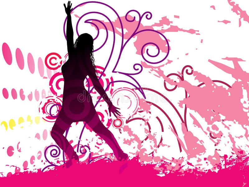 Grunge Background with dancing girl on Posters