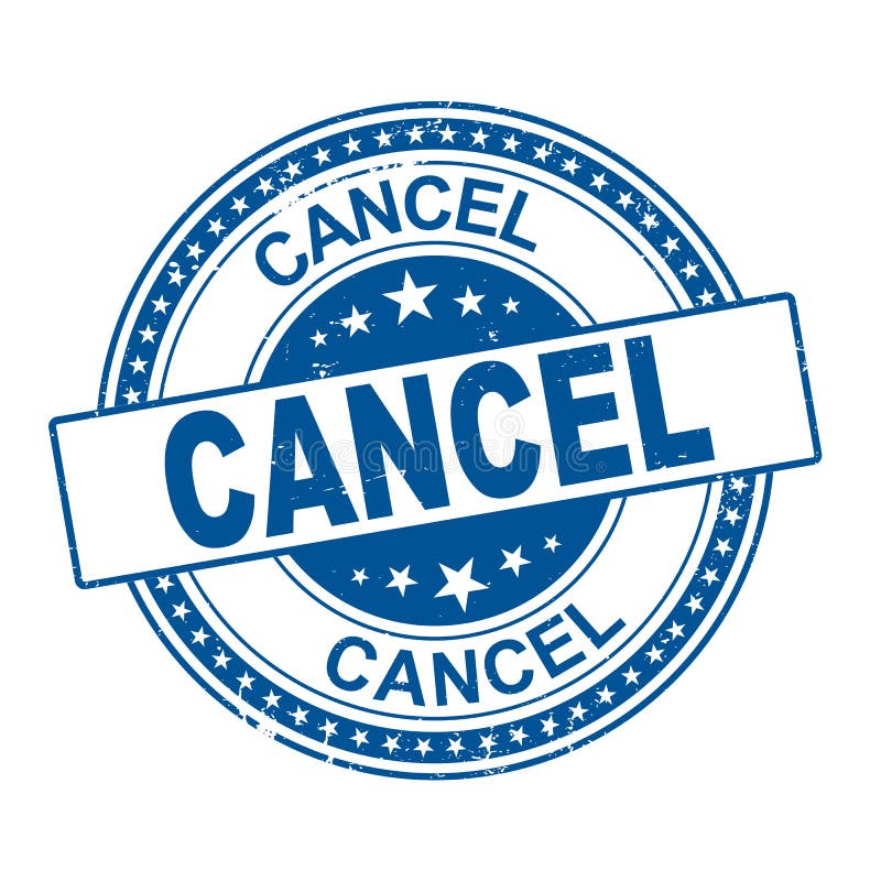 Grunge Black Cancelled ROUND Rubber Seal Stamp on White Background
