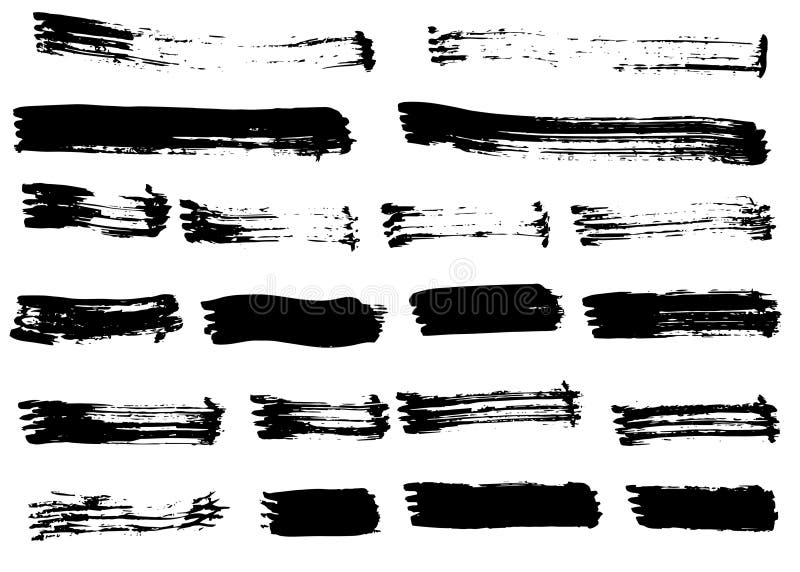 Grunge black hand drawn brush strokes isolated. Different dry vector brush strokes royalty free illustration Grunge black hand drawn brush strokes isolated. Different dry vector brush strokes royalty free illustration