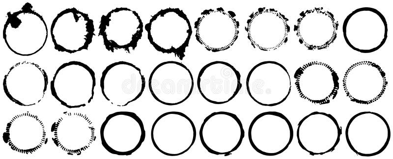 Grunge black ink circles vector set vector illustration