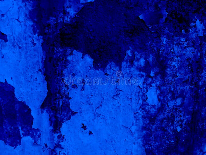 Grunge blue and black color peal wall texture of concrete floor background for creation abstract.