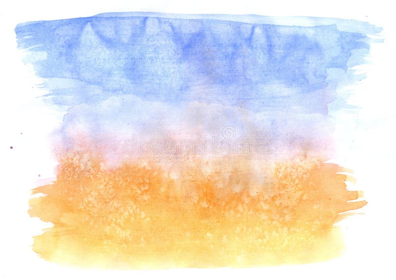 Grunge Blue and Orange Watercolor Stock Illustration Illustration of