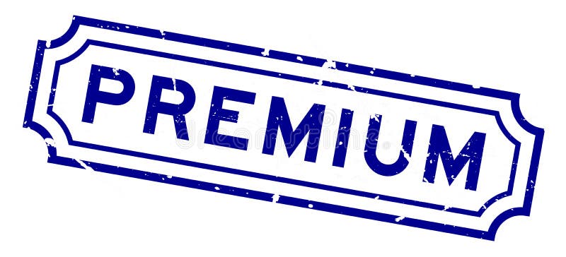 Grunge blue premium word rubber stamp on white background stock illustration