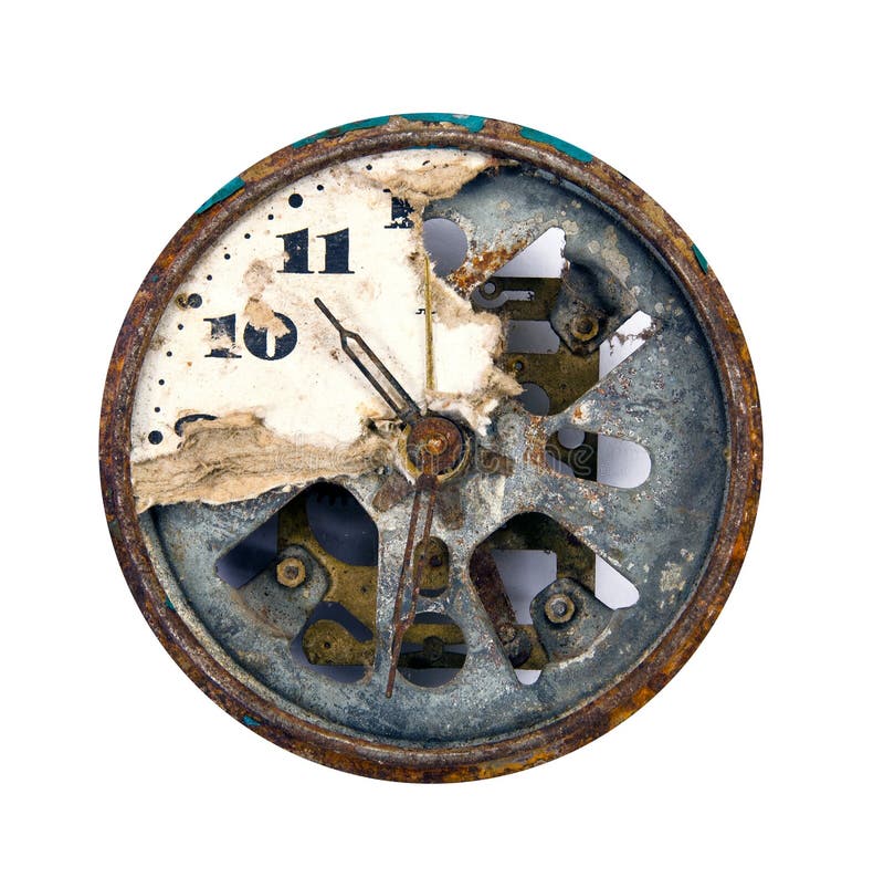 Grunge and broken clock dial stock photo
