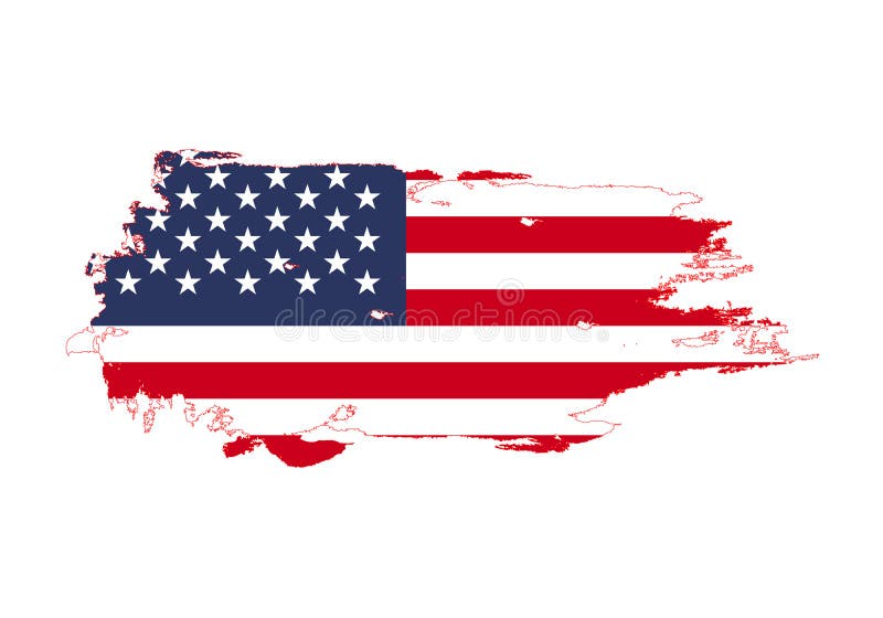 Grunge brush stroke with United States national flag. Watercolor painting flag. Symbol, poster, banner. Vector Isolated on white stock illustration Grunge brush stroke with United States national flag. Watercolor painting flag. Symbol, poster, banner. Vector Isolated on white stock illustration