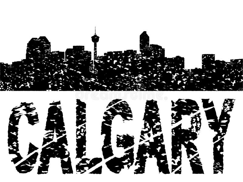 Grunge Calgary skyline with text