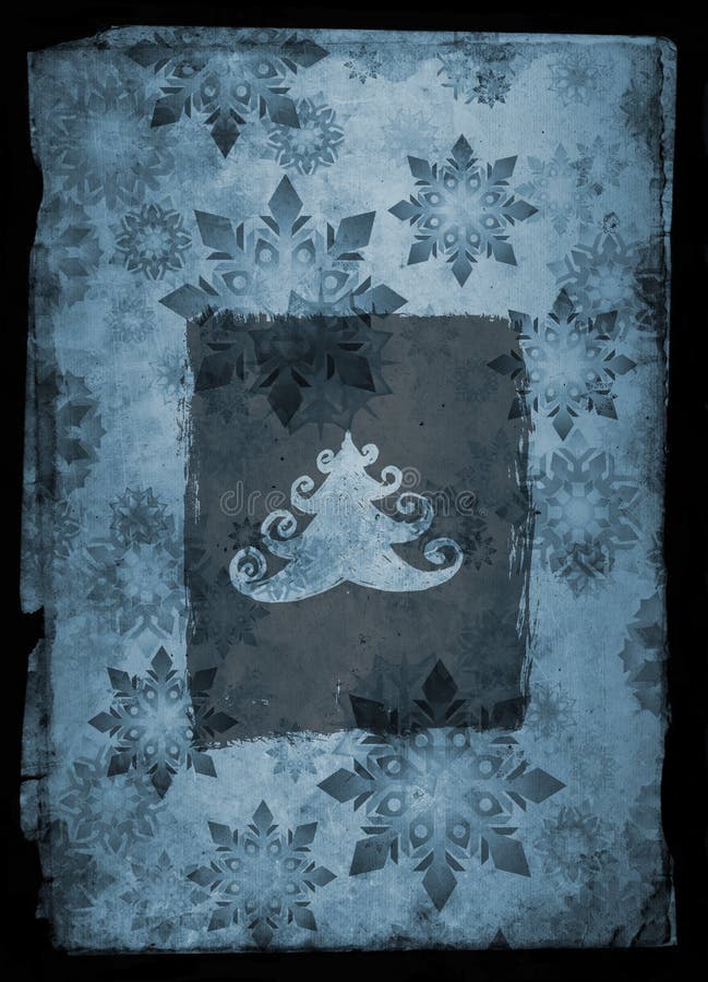 Grunge christmas card - blue