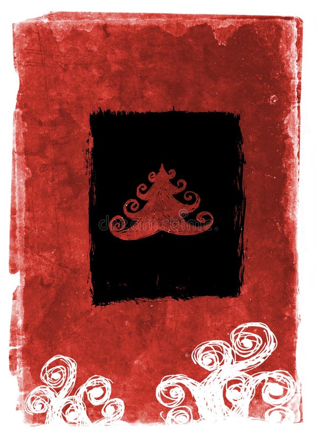 Grunge christmas card - red