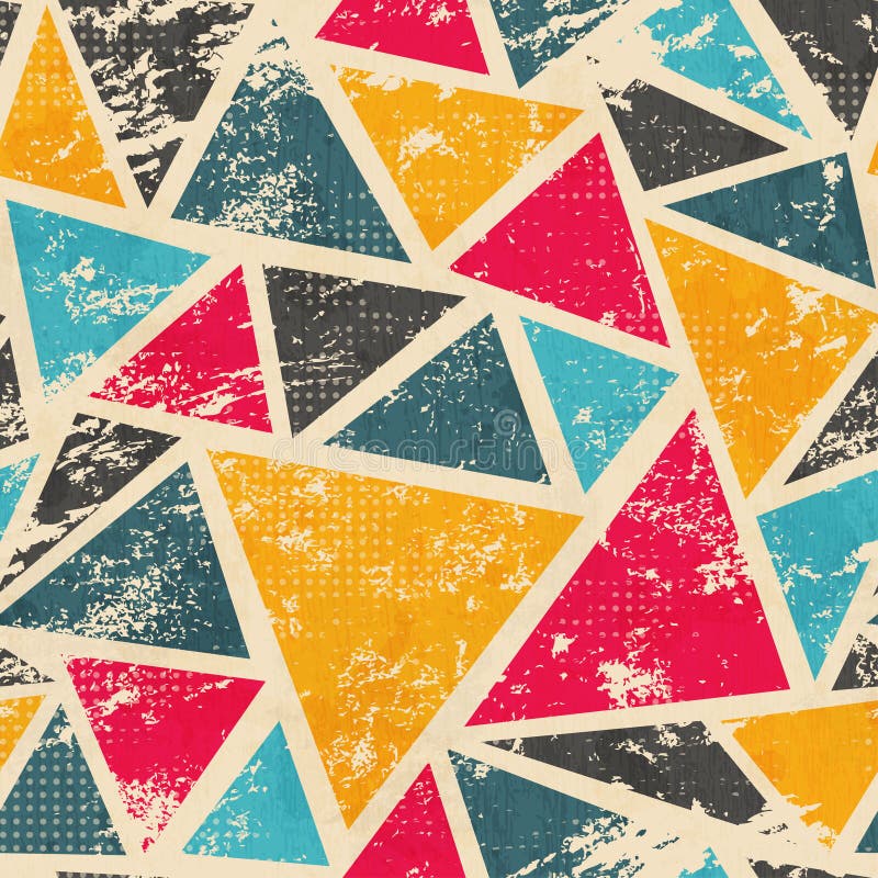 Grunge colored triangle seamless pattern stock illustration