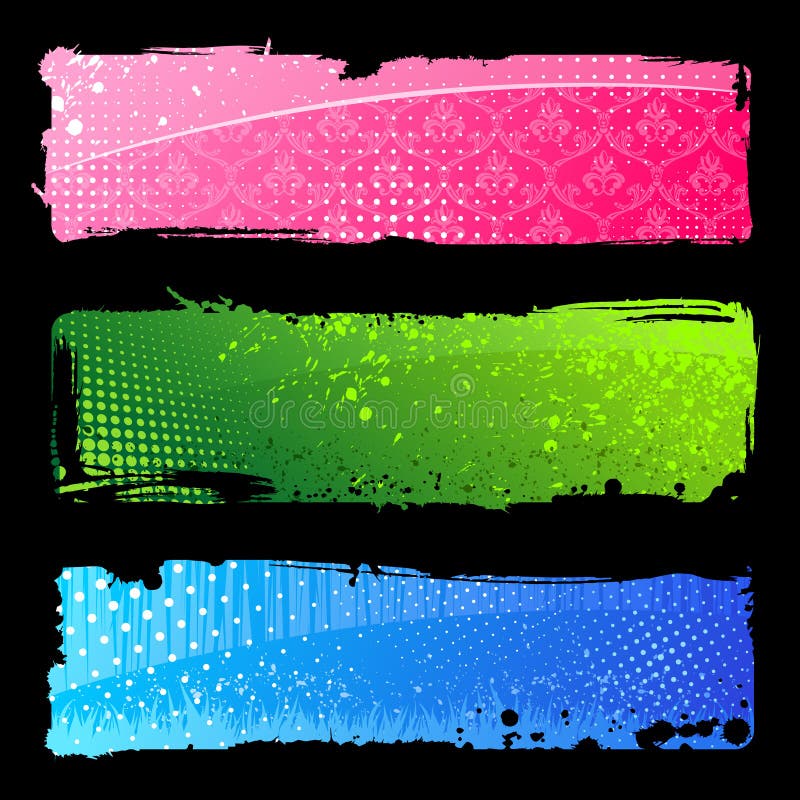 Grunge colour banners. Brush abstract backgrounds