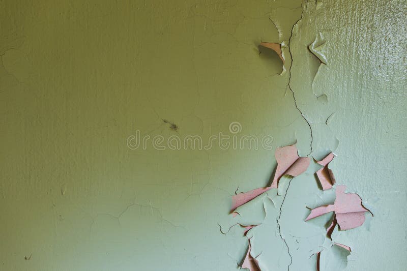 Grunge Cracked Wall Paint Peeling Off Yellow And Cyan Stock Image