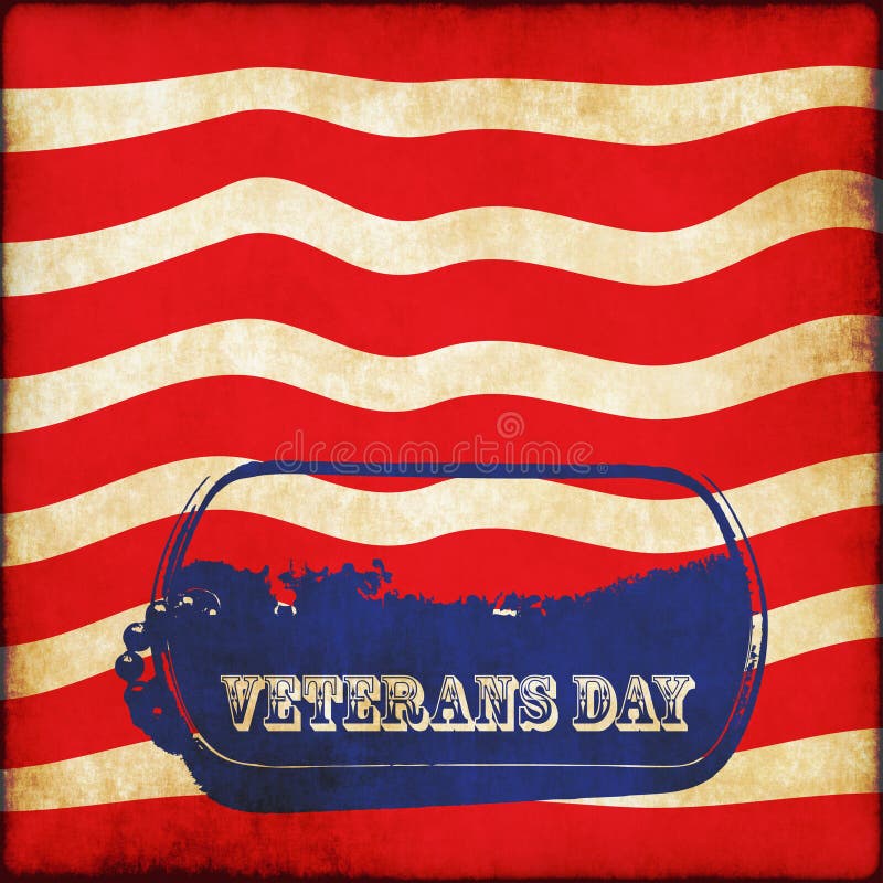 Grunge de dogtag de drapeau américain de bannière de jour de vétérans illustration stock Grunge de dogtag de drapeau américain de bannière de jour de vétérans illustration stock