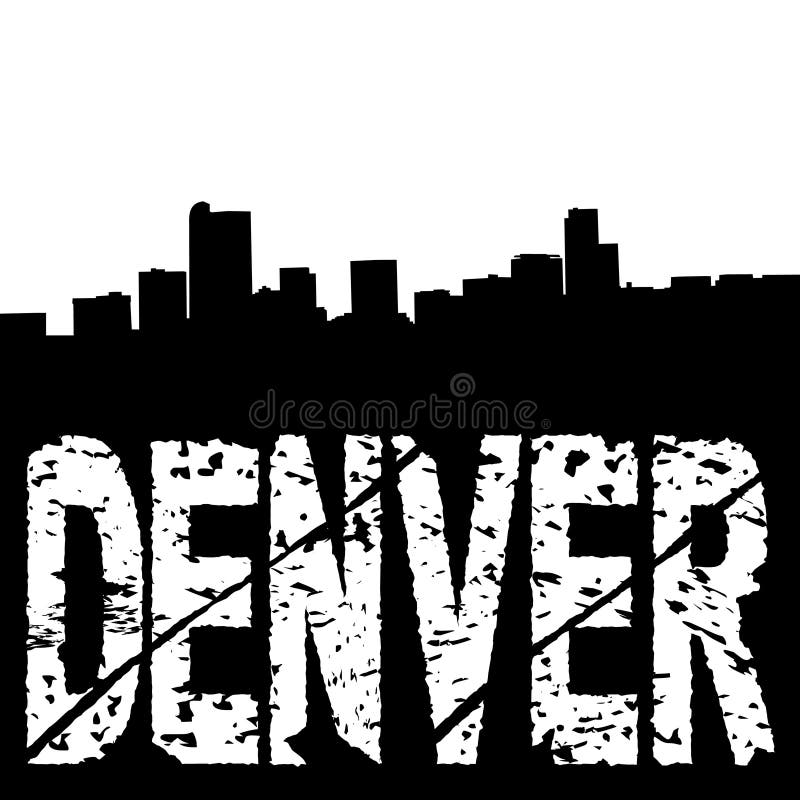 Grunge Denver text with skyline illustration. Grunge Denver text with skyline illustration