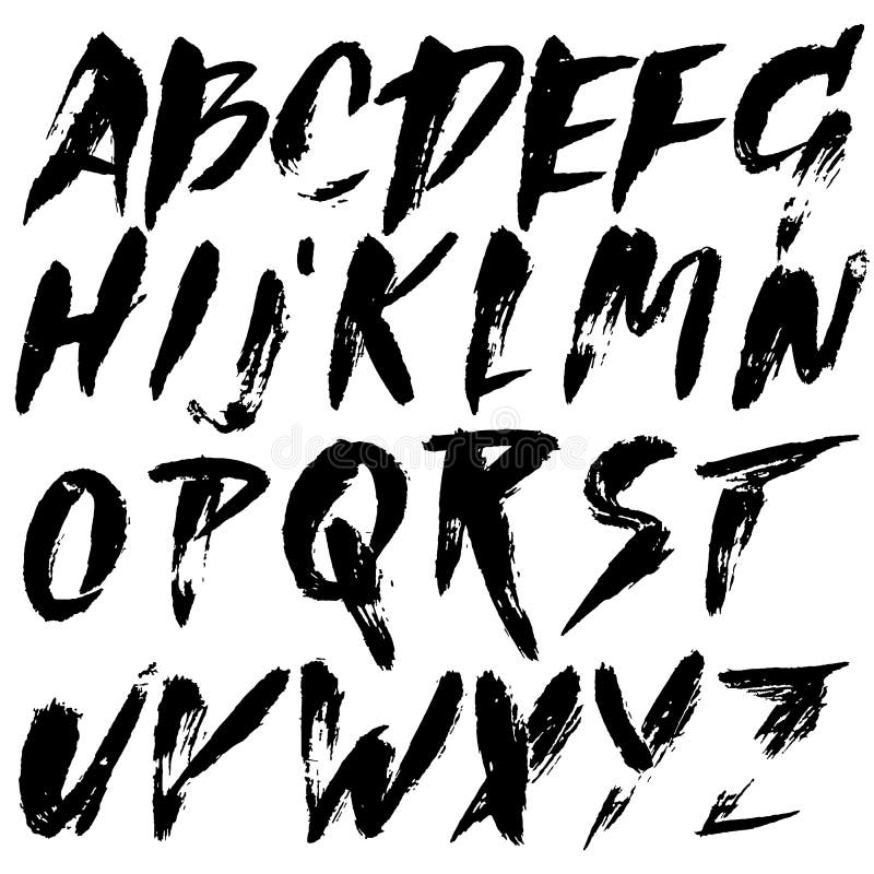 Grunge Distress Font. Modern Dry Brush Ink Letters ...
