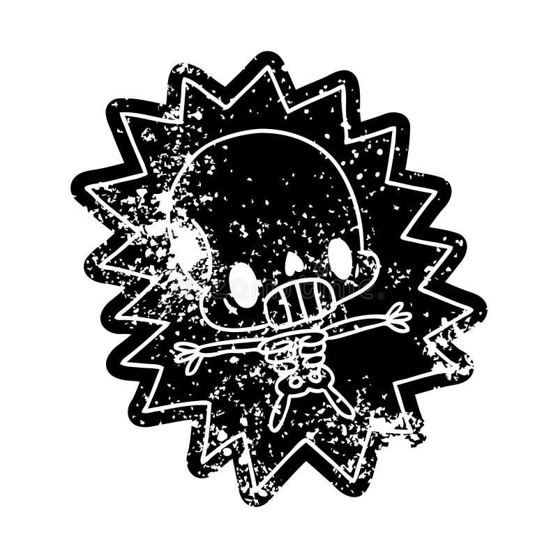 grunge distressed icon kawaii electrocuted skeleton