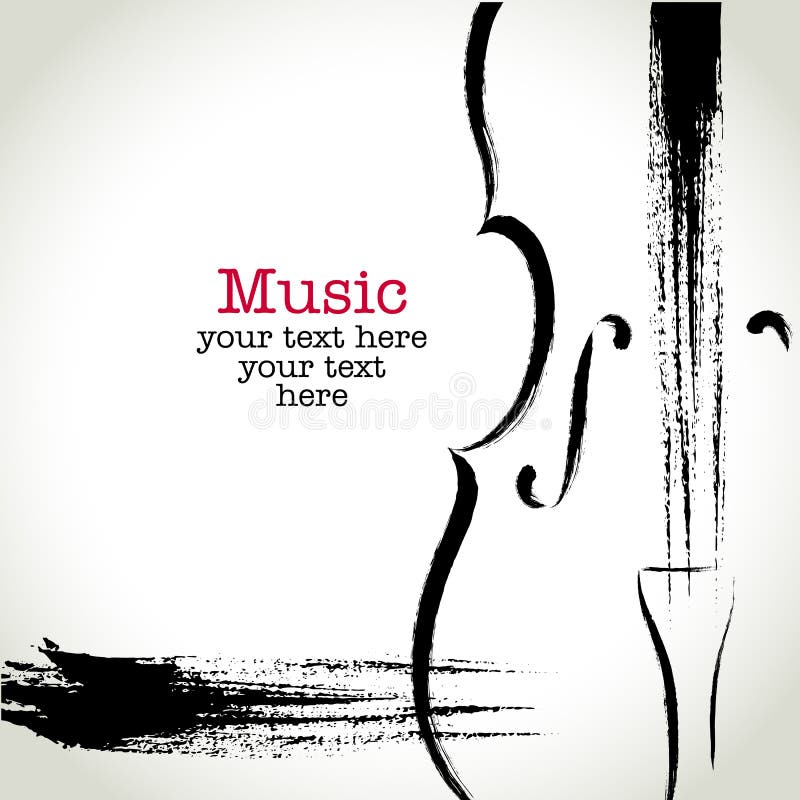 Grunge drawing cello with brushwork stock illustration