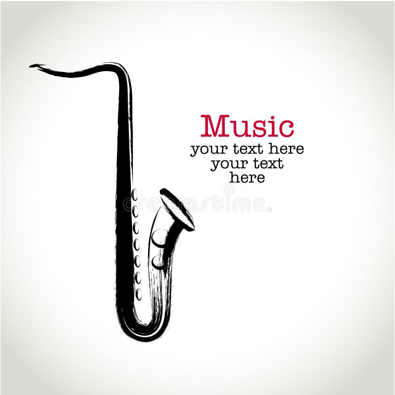 Grunge drawing saxophone with brushwork stock illustration