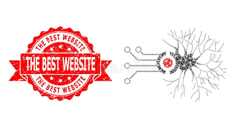 Grunge el mejor sello del sitio web y la conexión neural digital icono de baja velocidad libre illustration