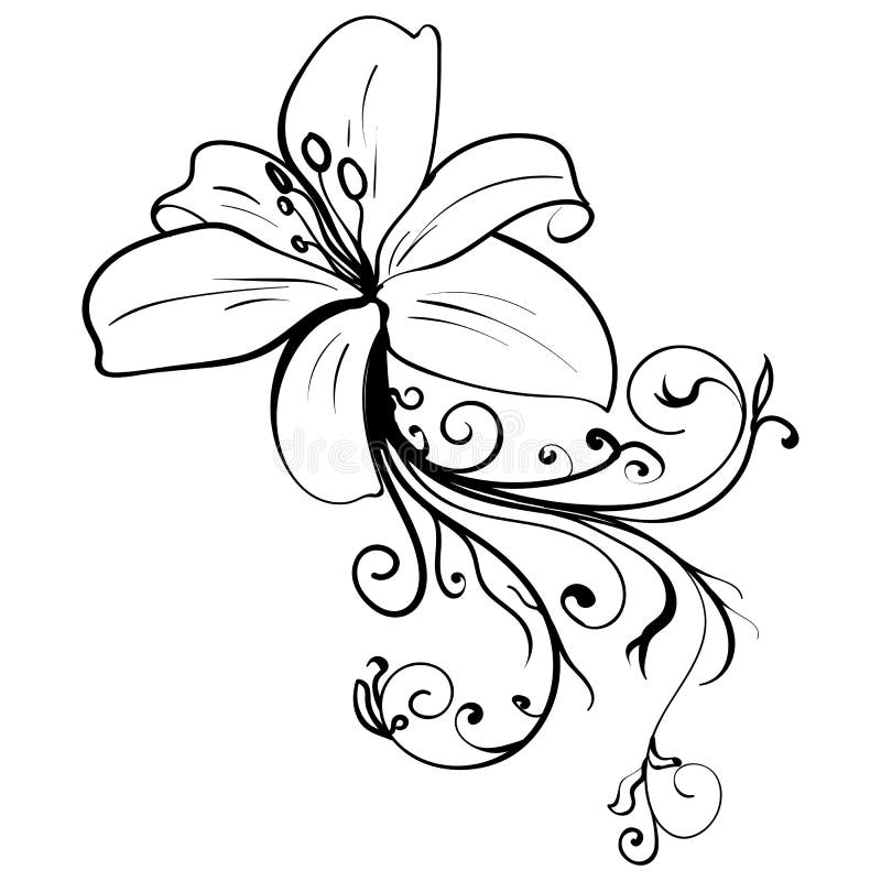 Grunge Elegance Ink Tattoo Sketch Flower Stock Vector - Illustration of ...