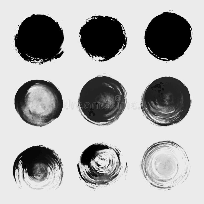 Grunge paint circle vector element set. Brush smear stain texture. Grunge paint circle vector element set. Brush smear stain texture