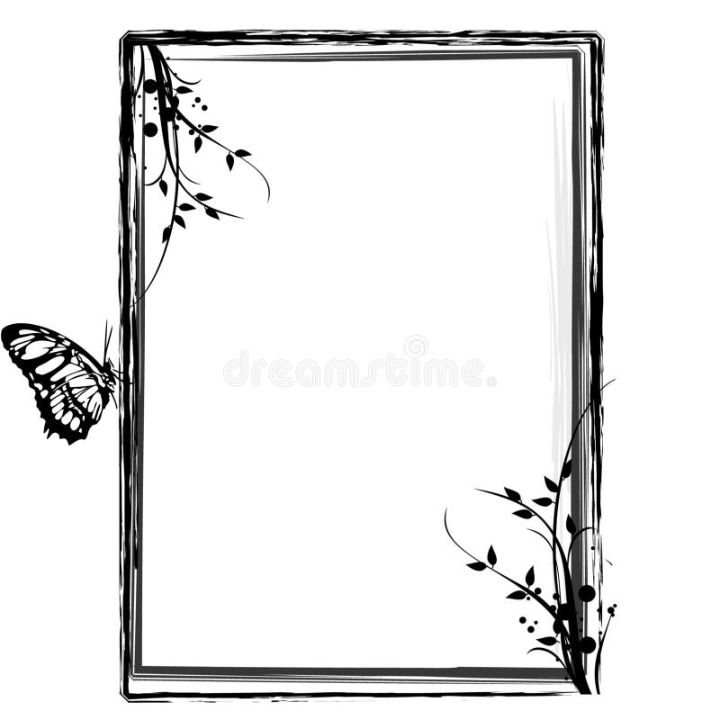 Grunge floral frame