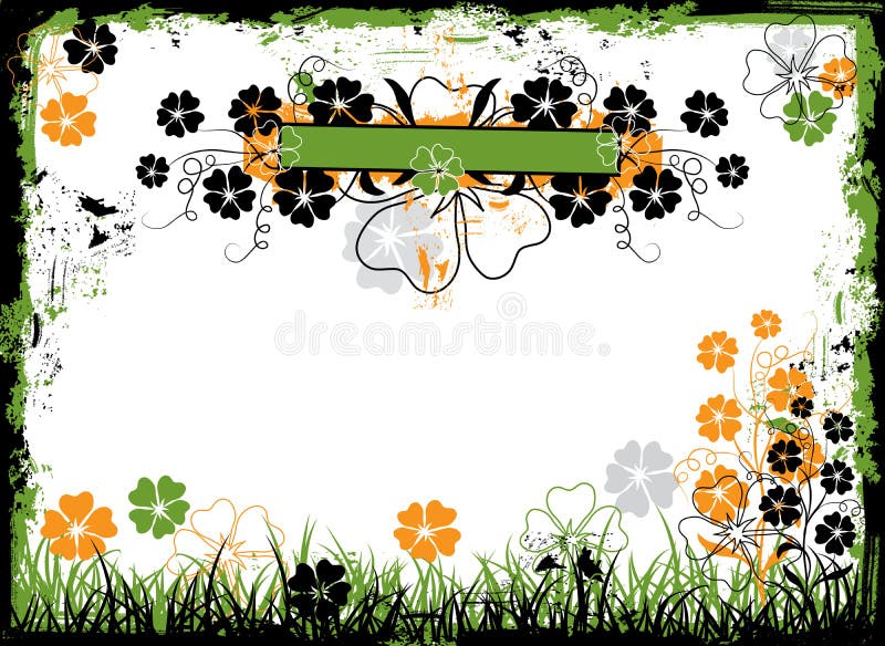 Grunge floral frame, vector